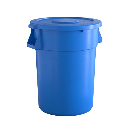 44 Gallon Blue Round Commercial Trash Can with Lid