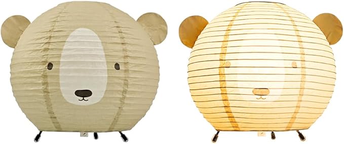 YY YEARCHY Table Lamp Paper Lamp Standing Lamps with Rice Paper Shade for Bedroom Livingroom(Brown Bear)