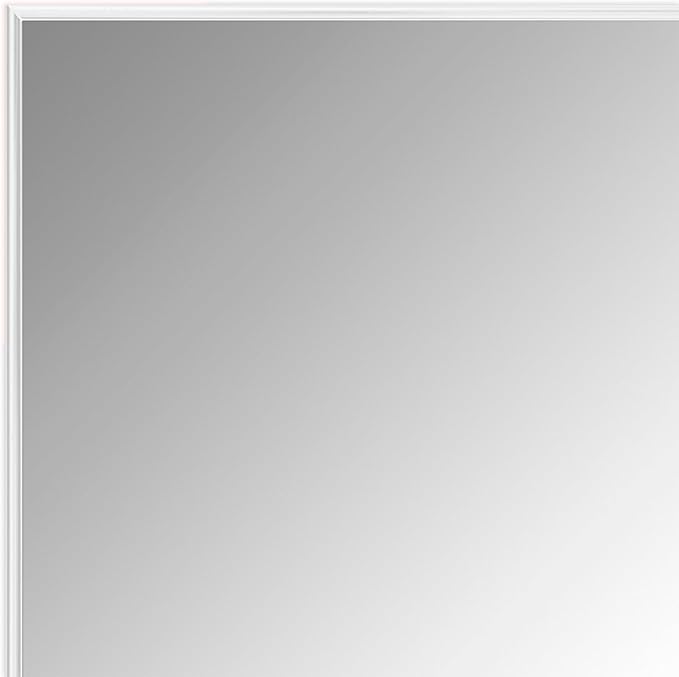 Frame My Mirror White Metal Framed Mirror, 26" x 38" Mirror for Bathroom, Metal Frame, True Reflections Glass, Pure White Finish, Stanton Design, Hangs Horizontally or Vertically, Made in USA