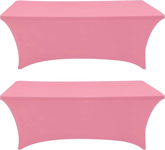 Eurmax USA Rectangular Fitted Spandex Table Covers 4ft Tablecloth Wedding Event Patio Table Decorations Stretch Table Cover for 4ft Folding Table (Hot Pink,2 Pack)
