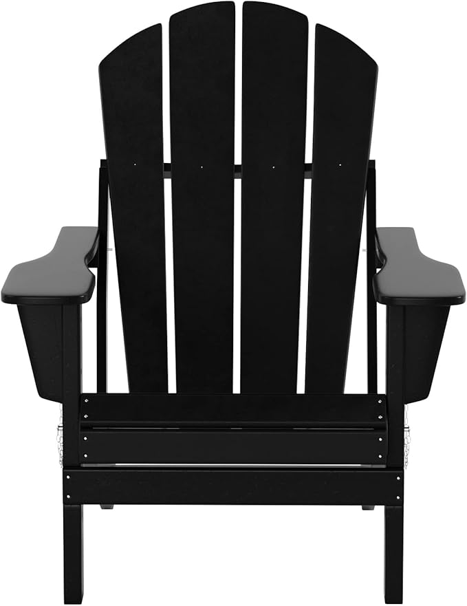 WestinTrends Malibu Malibu Outdoor Folding Poly Adirondack Chair (Set of 8), Black