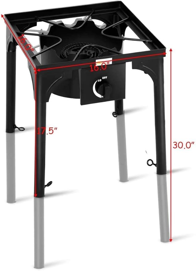 Happygrill Camping Stove Outdoor, High Pressure Single Burner Propane Gas Camp Stove w/Detachable Legs, 100,000 BTU Output, 0-20 PSI Regulator, Portable Camping Burner Picnic Cookout