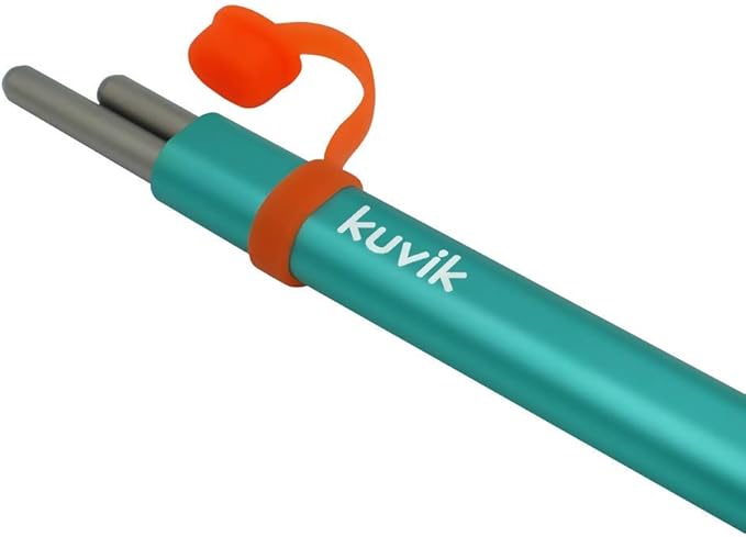 Kuvik Titanium Chopsticks with Green Carrying Case - Ultralight and Reusable Chopsticks for Camping