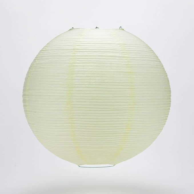 PaperLanternStore.com 12 Inch Biege/Ivory Fine Line Premium Even Ribbing Paper Lantern, Extra Sturdy