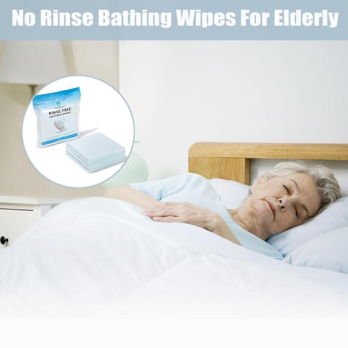 HYGIENJOY-21% Larger,No Rinse Bathing Wipes for Adults-Rinse Free Bath Sponges,Soap Infused,Dry Shower Wipes for Elderly, For Camping,Hiking,GYM, Post Surgery Must Haves, (25 pack)