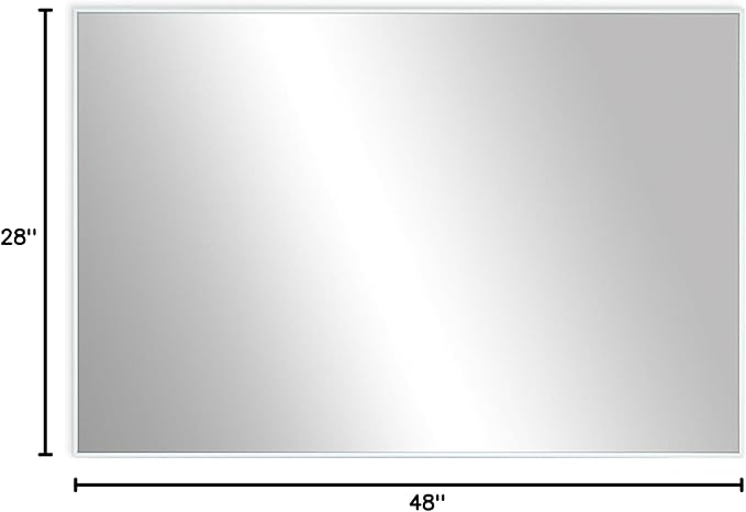 Frame My Mirror White Metal Framed Mirror, 28" x 48" Mirror for Bathroom, Metal Frame, True Reflections Glass, Pure White Finish, Stanton Design, Hangs Horizontally or Vertically, Made in USA