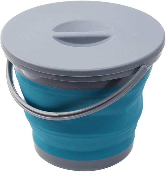 Ahyuan Collapsible Water Bucket with Locking Lid Multifunction Foldable Round Tub Water Pot Portable Water Pail Space Saving Water Container for RV, Camping, Marine, Outdoor Activities and Home (Blue)