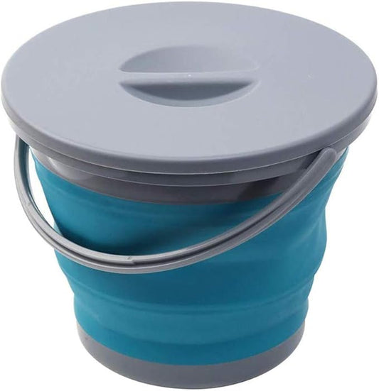 Ahyuan Collapsible Water Bucket with Locking Lid Multifunction Foldable Round Tub Water Pot Portable Water Pail Space Saving Water Container for RV, Camping, Marine, Outdoor Activities and Home (Blue)