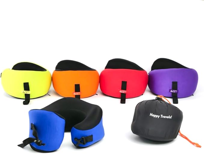 C CUSHION LAB Travel Pillow, Award-Winning Patented Ergonomic Design for Chin & Neck Support Memory Foam Neck Pillow, Compact Airplane Pillow for Traveling, Flight, Car (Cobalt Blue, Large)