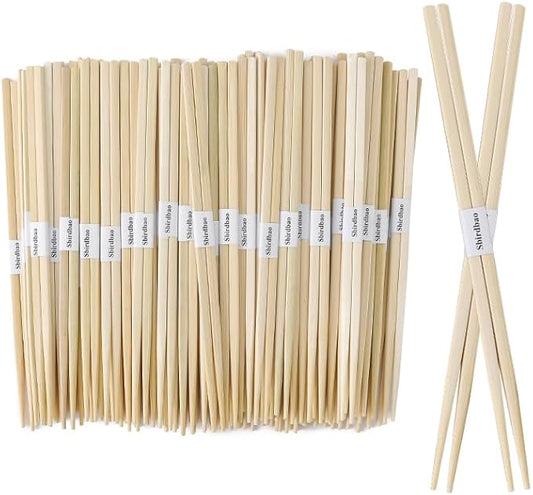 100 pairs disposable bamboo Chopsticks |Japanese Style With Paper Band Separated，9.45in for Sushi & Asian Dishes
