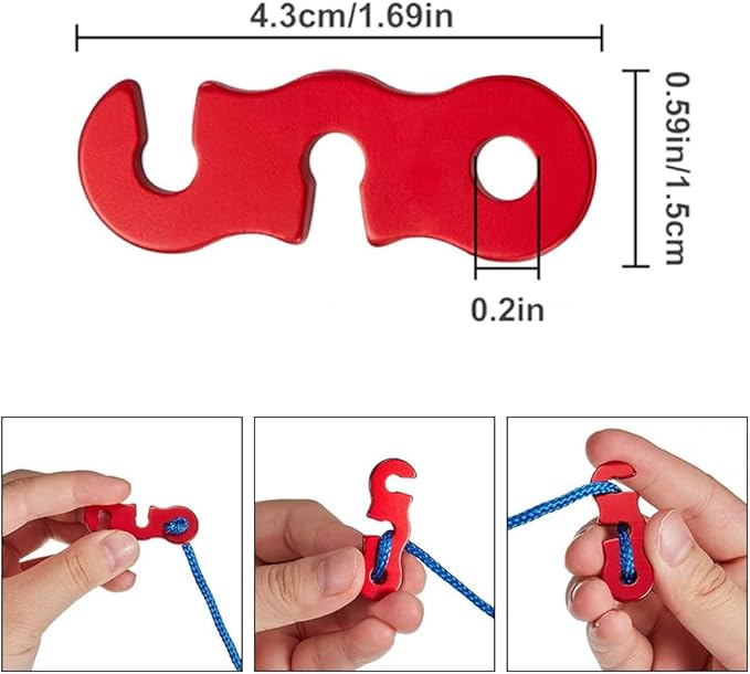 36 Pieces Tent Rope Tensioner - 3 Types Alloy Guyline Tensioner Camping Tent Guyline Cord Adjuster Combination Camping Gear, Red