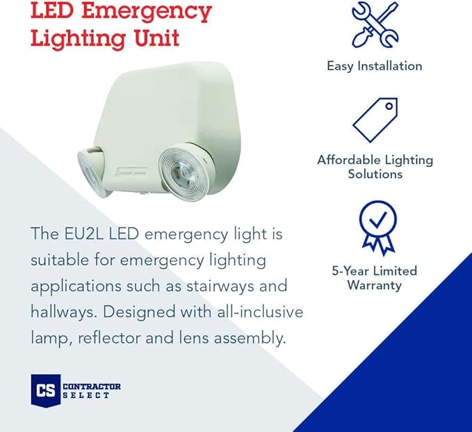 Lithonia Lighting Basics Low Profile Emergency Light, LED Emergency Lights for Business, Ceiling or Wall mount, White Thermoplastic, 120/277V Dual Voltage, Remote Capacity (EU2L REM M12)