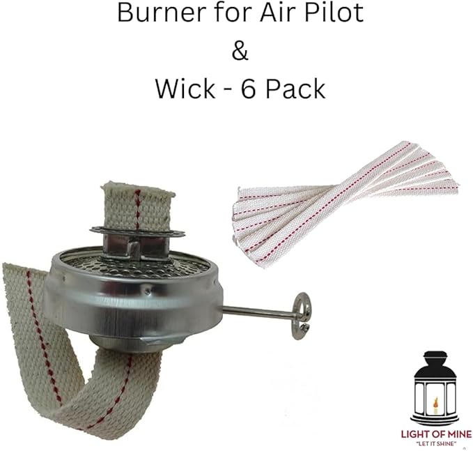 Light of Mine - Dietz #08 Air Pilot Oil Lantern Replacement Kit Including Burner and 100% Cotton 7/8" Wick Strips (Air Pilot)