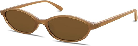 Retro Oval Sunglasses for Women Chic Cat Eye 90s Sunnies Lightweight Narrow Shades Trendy UV protection Sun Glasses