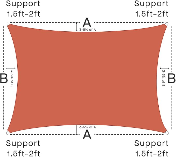 Sun Shade Sail Canopy, 6'x 10' Rectangle 95% UV Block Shade Cover for Outdoor, Backyard Patio, Lawn, Garden, Sandbox Carpor Brick Red