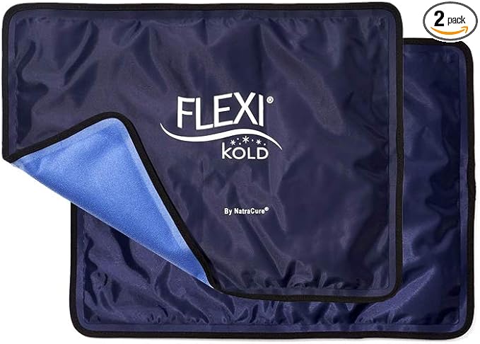 FlexiKold Ice Packs for Injuries Reusable with Straps – Cold Compress Gel Cold Pack, Ice Pack for Knee, – Flexible Medical Ice Wrap for Back, Shoulders, Legs, Muscle Pain – Standard – 2 Pk