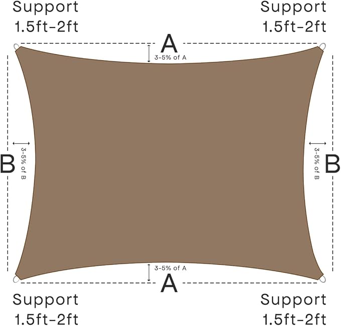 Sun Shade Sail Canopy, 8'x 10' Rectangle 95% UV Block Shade Cover for Outdoor, Backyard Patio, Lawn, Garden, Sandbox Carpor Mocha