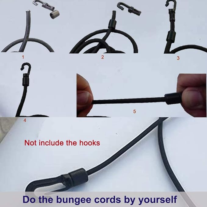 3/16" Elastic Bungee Cords, 25 Feet Marine Grade Kayak Heavy Stretch Shock String Ropes & Tie Down Trailer Straps for DIY Projects Black