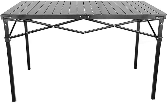 GoTEAM! Portable Heavy Duty Aluminum Roll-Top Table, Camping/Tailgating/Beach Instant Table with Carry Bag (Large)
