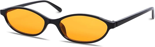 Retro Oval Sunglasses for Women Chic Cat Eye 90s Sunnies Lightweight Narrow Shades Trendy UV protection Sun Glasses