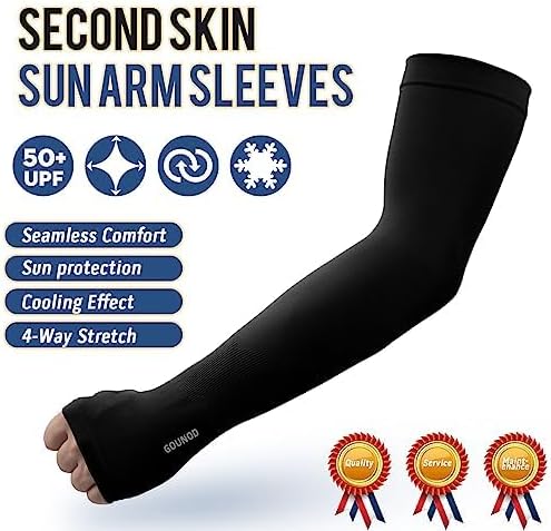 GOUNOD Sun Protection Cooling Arm Sleeves with Thumb Holes - Gardening Outdoors Sports Workouts Sunscreen Arm Sleeves