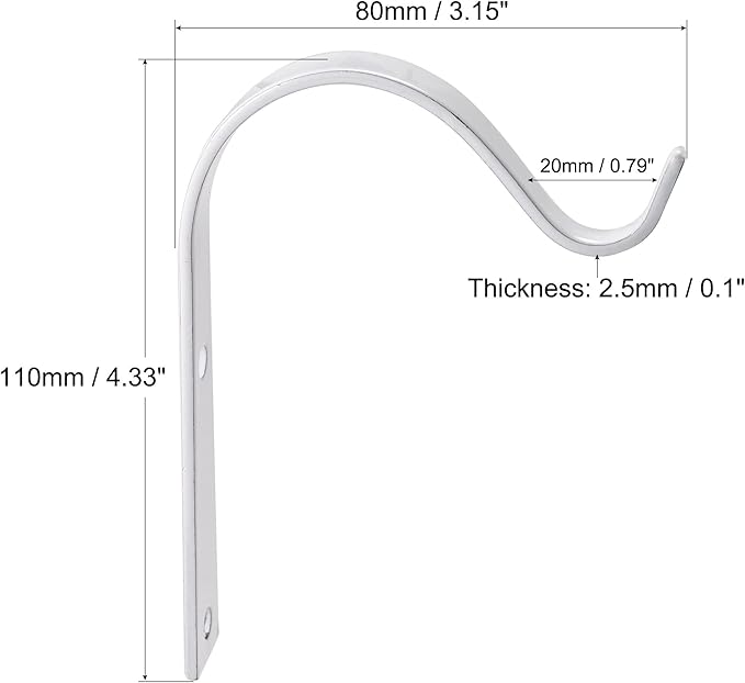 MECCANIXITY Iron Wall Hooks Hanging Bracket 4 Inch Indoor Outdoor for Hanging Lanterns Plants and Lights (White, Pack of 2)