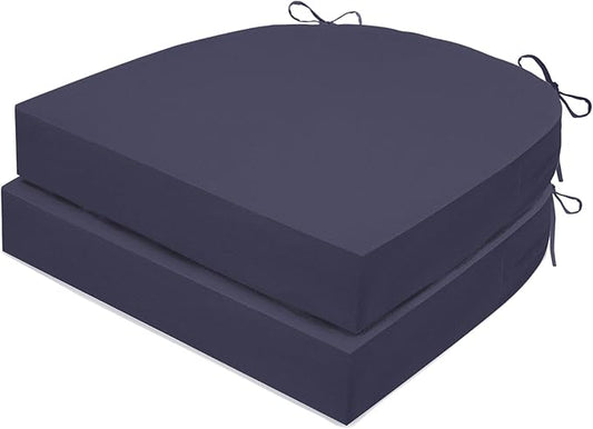 Outdoor Chair Cushions Set of 2, Waterproof Foam Patio Seat Cushions with Ties for Garden Sofa & Dining Furniture, 3-Year Color Fastness, 16x17x2 Inch, Grey