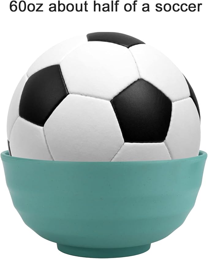 Homienly Wheat Straw Large Bowls, 60 OZ Salad Bowls Set of 8, Unbreakable Large Serving Bowl for Kitchen, Camping, Microwave and Dishwasher Safe Big Plastic Bowl Set Reusable-Green