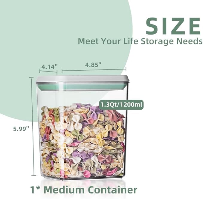 Ankou Pop Airtight Food Storage Containers with Lids- 3 Pcs Stackable One Button Opening Food Containers, Kitchen Pantry Storage Containers for Snacks Candy Salt Herbs Spices BPA-Free (1.2 QT * 3)