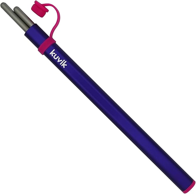 Kuvik Titanium Chopsticks with Purple Carrying Case - Ultralight and Reusable Chopsticks for Camping