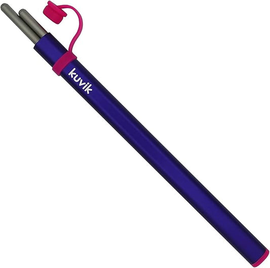 Kuvik Titanium Chopsticks with Purple Carrying Case - Ultralight and Reusable Chopsticks for Camping