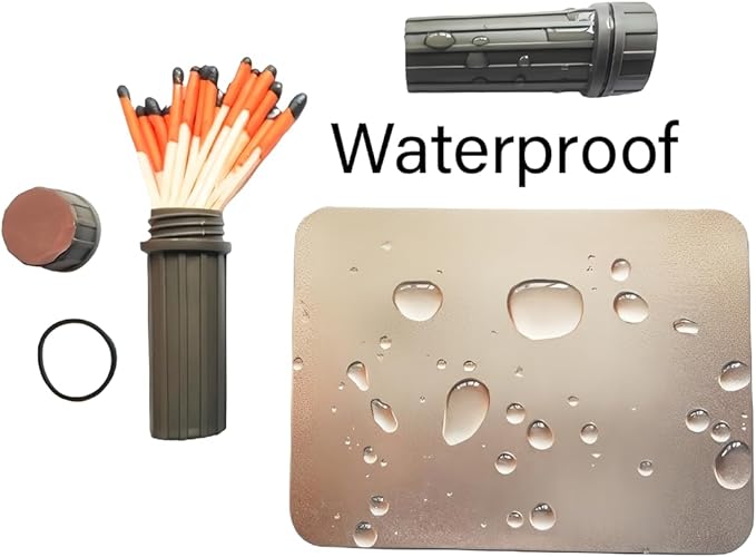 Fire Starter Kit – 6 Magnesium Shaving Packs + Waterproof Windproof Matches in Metal Tin – Emergency Fire Making Kit for Camping, Hiking, Survival, Prepping