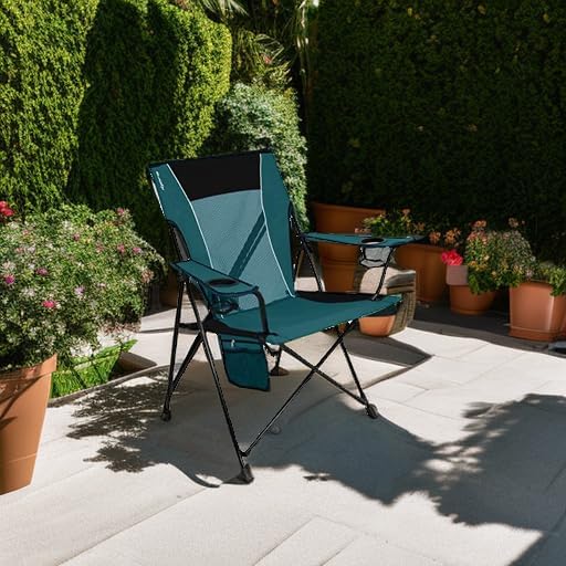 Kijaro Dual Lock Folding Camp Chair - Versatile Sports Chair With Locks Position for Outdoors - Cayman Blue Iguana