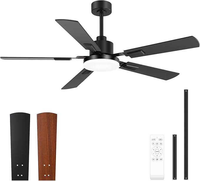 ZYD Ceiling Fans with Lights, 52 Inch Ceiling Fan with Light and Remote, Farmhouse Ceiling Fan with Light Quiet Reversible DC Motor, Dual-Finish LED Ceiling Fans with Lights for Living Room, Bedroom