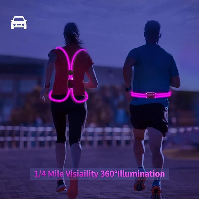 LED Reflective Vest Rechargeable Running Light for Runners High Visibility Safety Vest for Running,Cycling or Walking