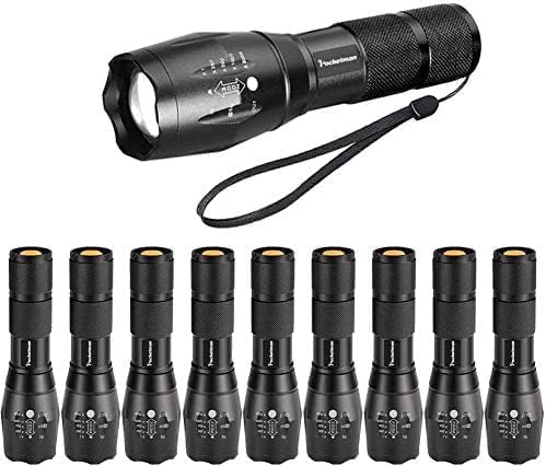 Pocketman LED Tactical Flashlight Super Bright LED Flashlights Portable Outdoor Water Resistant Torch with 5 Light Modes（10Pack）