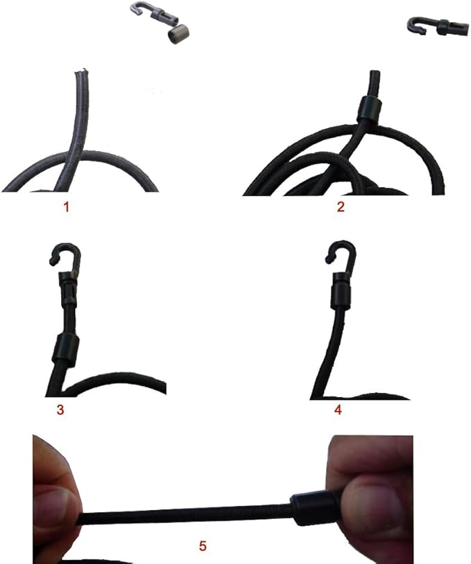 1/4" x 25' Elastic Bungee Cord Kayak Stretch String Rope Black Shock Cords
