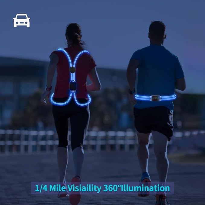 LED Reflective Vest Rechargeable Running Light for Runners High Visibility Safety Vest for Running,Cycling or Walking