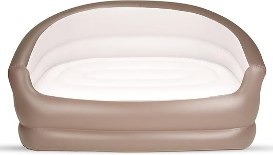 Twin Size Air Mattress Inflatable Sofa，Double Inflatable Chair for Adults-Flodable Blow Up Couch Lounger-Portable Air Sofa for Indoor Living/Tent Camping/Outdoor Activitie（Cream）