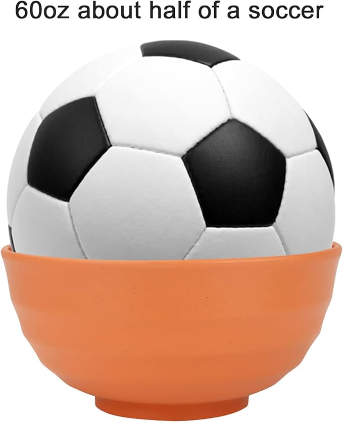 Homienly 60 OZ Large Salad Bowls,Wheat Straw Bowls Set of 8,Large Serving Bowl for Wedding Parties, Microwave and Dishwasher Safe Bowl for Salad,Soup,Big Bowls for Kitchen-Orange