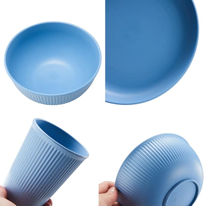 18pcs Wheat Straw Dinnerware Sets, HXYPN Unbreakable Reusable Dinnerware Set Kitchen Cups Plates and Bowls Sets Dishwasher Microwave Safe Plates