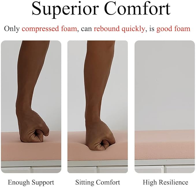 18 x 18 Inch Outdoor Chair Cushions for Patio Furniture, UV Resistant Non Slip Waterproof Replacement Patio Seat Cushion with Ties Set of 2, Navy Blue