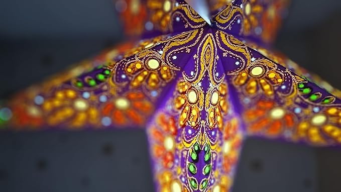 Paper Lantern Lampshade Paper Star Light Shades Large 60cm Star Hanging Decorations for Christmas Wedding Home Decoration Birthday Party (Purple, Yellow, Green Multi)