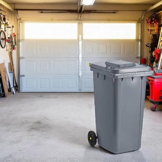 PRO&Family Wheeled Outdoor Trash Can Garbage Can Garage Trash Can for Restaurants/Hospitals/Offices/Back of House/Warehouses/Home (Gray, 64 Gallon)
