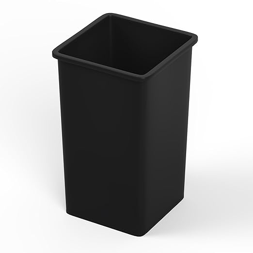 35 Gallon Black Square Commercial Trash Garbage Can | Outdoor Office Restaurant School Kitchen