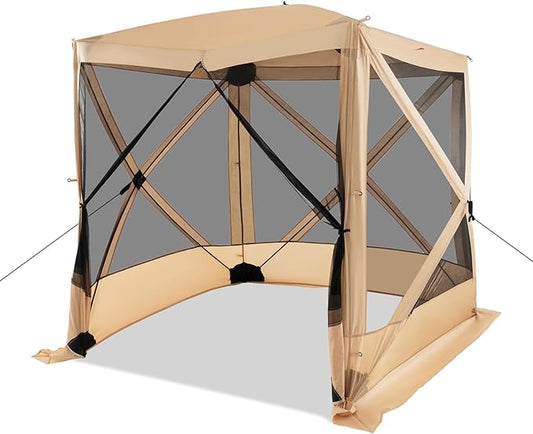Tangkula 6.7x6.7 Ft Pop Up Gazebo with Netting, Portable Screen Tent with 4 Sided Mesh Walls, 2 Sunshade Cloths, UV 50+ Instant Canopy Shelter with Carry Bag for Camping, Lawn, Backyard
