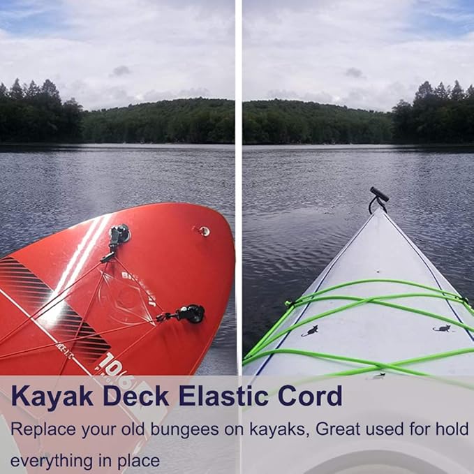 1/4" Elastic Bungee Shock Cords, 25 Feet Marine Grade Kayak Heavy Stretch String Rope & Tie Down Trailer Straps for DIY Projects Orange