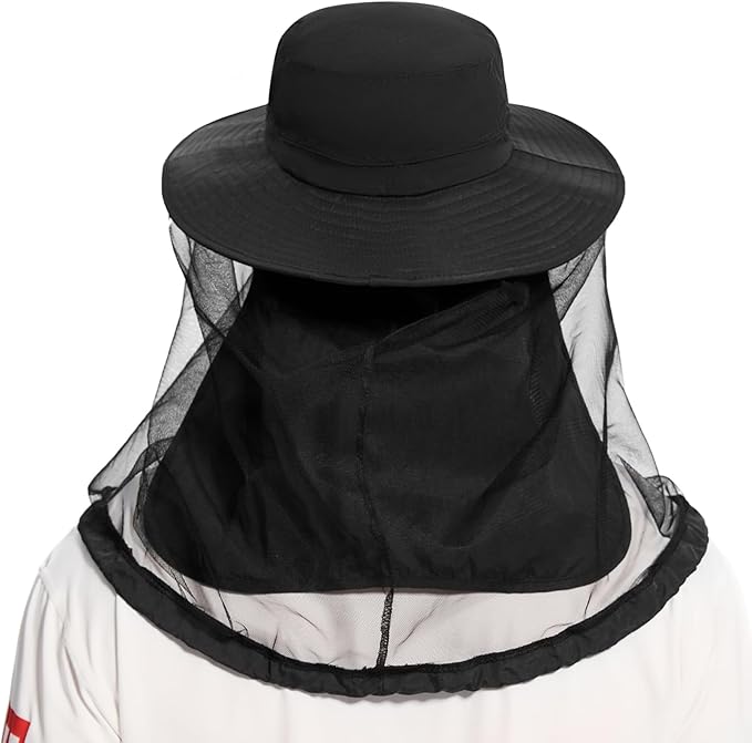 BASSDASH UPF 50+ Mosquito Net Hat with Stowable Neck Flap for Men Women Outdoor Fishing Hiking Camping Gardening FH17