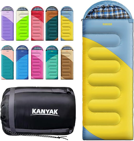 Camping Sleeping Bag, 32℉ Sleeping Bags for Adults Kids Teens Cold Weather Warm Sleeping Bag Winter for 3-4 Season Camping, Camping Gear Equipment, Traveling, and Outdoors