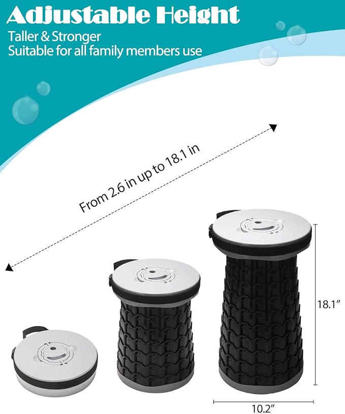 18-inch Heavy Duty Collapsible Stool - 800 lbs Capacity, 2.6 lbs Lightweight Portable Folding Stool for Camping, Travel, Music Festivals and Other Outdoor Events